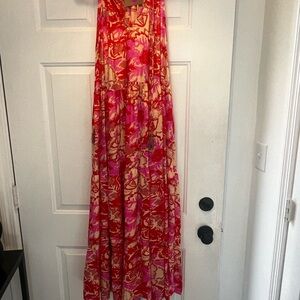 Floral Red and Pink Women's Maxi Dress